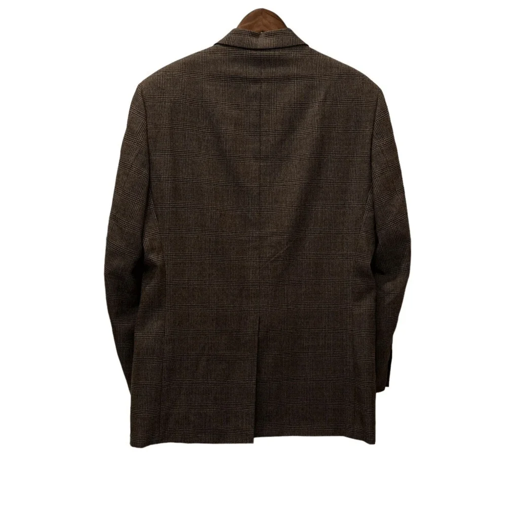 Gerald Austin Plaid Sport Coat Blazer 42 R Regular Brown